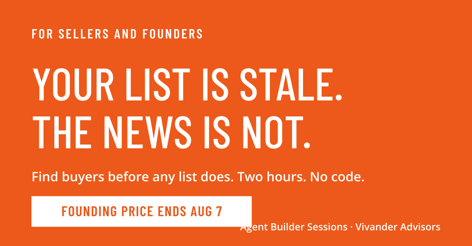 Agent Builder Sessions promotional card for the Find Hidden Leads track, showing the two-hour build-along offer.
